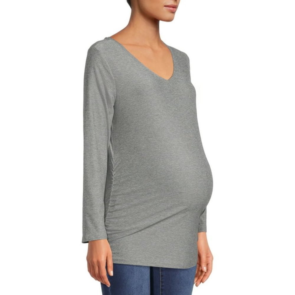 Maternity Lightweight Long Sleeve Medium T-Shirt, grey